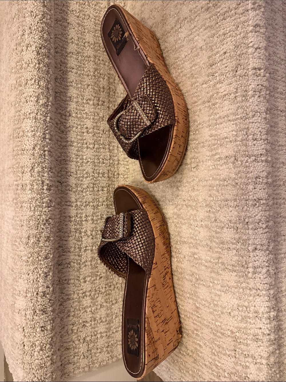 Yellow Box Bronze Woven Buckle Wedge Slides - Picture 4 of 4